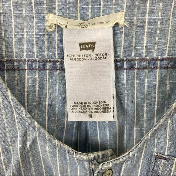 Levi’s Denim Pin Stripe Romper Size Medium - Picture 3 of 8